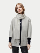Unisex Pure Cashmere Warmth Woven Scarf Moonstruck worn by model, detail view on white background