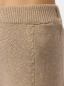 Women's  A-Line Cashmere Knitted Skirt Warm Grey worn by model, detail view on white background