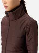 Women's CashmereTECH Jacket Vineyard Wine worn by model, detail view on white background