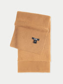 Unisex Cashmere Fishermen Knit Scarf Almond  detail view on white background