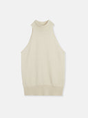 Women's Organic Cashmere Turtleneck Top Off White  detail view on white backround