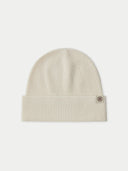 Unisex Cashmere Cashmere Rib Knit Beanie White  detail view on white background