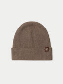 Unisex Organic Cashmere Rib Knit Beanie Taupe | GOBI Cashmere