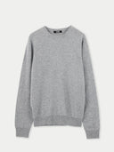Men's Grey Crewneck Cashmere Sweater  detail view on white background
