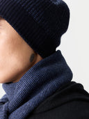 Cashmere Reversible Scarf Navy Blazer detail view on white background
