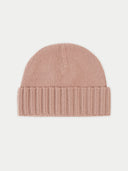 Women's Cashmere Rib Knit Hat Adobe Rose  detail view on white background