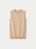 Women's Cashmere Crewneck Vest Beige  detail view on white backround