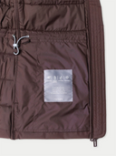 Brown jacket with a label on a white background