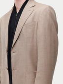 Organic Colour Men's single-breasted cashmere blazer Taupe - Gobi Cashmere