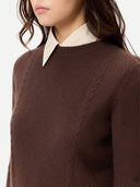 Cropped Crewneck Cashmere Sweater Deep Mahogany - Gobi Cashmere
