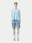 Women's Boatneck Cotton Silk Cashmere Blend Sweater Aquamarine - Gobi Cashmere