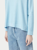 Women's Boatneck Cotton Silk Cashmere Blend Sweater Aquamarine - Gobi Cashmere