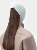 Women's Cashmere Mohair Bonnet Glasie worn by model, back view on white background