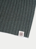 Unisex Cashmere Rib Knit Hat Black Forest detail view on white background
