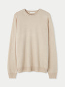 Men's  Beige Cashmere Colour Crewneck Sweater detail view on white background