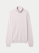 Men's Lavender Fog Cashmere Essential Turtle Neck Sweater on white backround