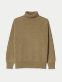 Unisex High-Neck Cashmere Sweater Aloe detail view on white background