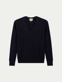 Timeless Cashmere V-Neck Sweater Navy Blazer - Gobi Cashmere