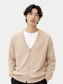 Essential Organic Cashmere Colour V-Neck Cardigan Warm Grey - Gobi Cashmere