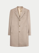 Men’s Cashmere Coat with Notched Lapels Taupe detail view on white background