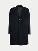 Men’s Cashmere Coat with Notched Lapels Black detail view on white background