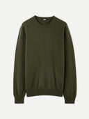 Men's Capulet Olive Crewneck Cashmere detail view on white background