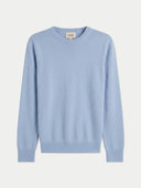 Men's Light Blue Crewneck Cashmere Sweater  detail view on white background