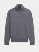 Men's Dim Gray Turtleneck Cashmere Sweater detail view on white background