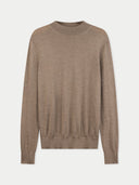 Men Cashmere Silk High Neck  Sweater Taupe  detail view on white background