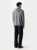 Men's Zip-Up Cashmere Hoodie Dim Gray worn by model, back view on white background
