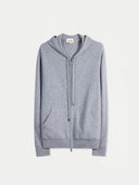 Men's Zip-Up Cashmere Hoodie Dim Gray detail view on white background
