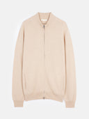 Men's Beige Cashmere Full-Zip Cardigan  detail view on white background  