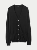 Men's Black Cashmere Polo Sweater  detail view on white background
