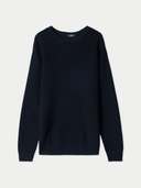 Men's Textured-Knit Silk Cashmere Sweater Black detail view on white background