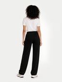 Women's Black Cashmere Straight Leg worn by model, back view on white background