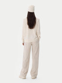Cashmere € 99 Hat & Sweater Set Off White  worn by model, back view on white background