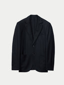 Men's Black single-breasted cashmere blazer detail view on backround