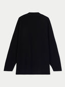 Women's Black Cashmere Open-Front Cardigan back view on white background