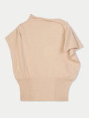 Women's Beige Cashmere Asymmetrical Top  detail view on white background