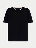 Men's Black Cashmere Silk Double-Collar T-Shirt  detail view on white background