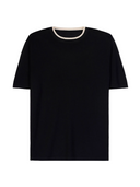 Cashmere Silk Double-Collar T-Shirt Black - Gobi Cashmere