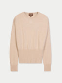 Women's Beige Cashmere Cinched-Waist Sweater detail view on white background