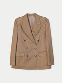 Women's  Sepia Double-Breasted Cashmere Suit Blazer  detail view on white background