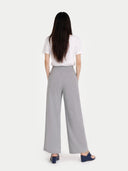 Women's Wide-Leg Cashmere Pants High Rise  worn by model, back view on white background