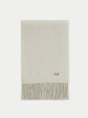 Pure Cashmere Warmth Woven Scarf Grey detail view on white background