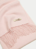 Pure Cashmere Warmth Woven Scarf Pink detail view on white background