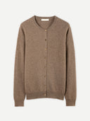 Essential Organic Cashmere Crewneck Cardigan Taupe - Gobi Cashmere