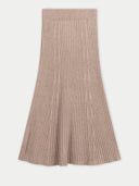 Women's Calf-Length Cashmere Skirt Warm Grey detail view on white background