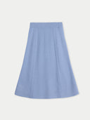 Women's Dusty Blue   A-Line Cashmere Knitted Skirt  detail view on white background