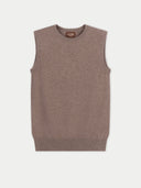 Organic Colour Timeless Cashmere Crewneck Vest Taupe - Gobi Cashmere